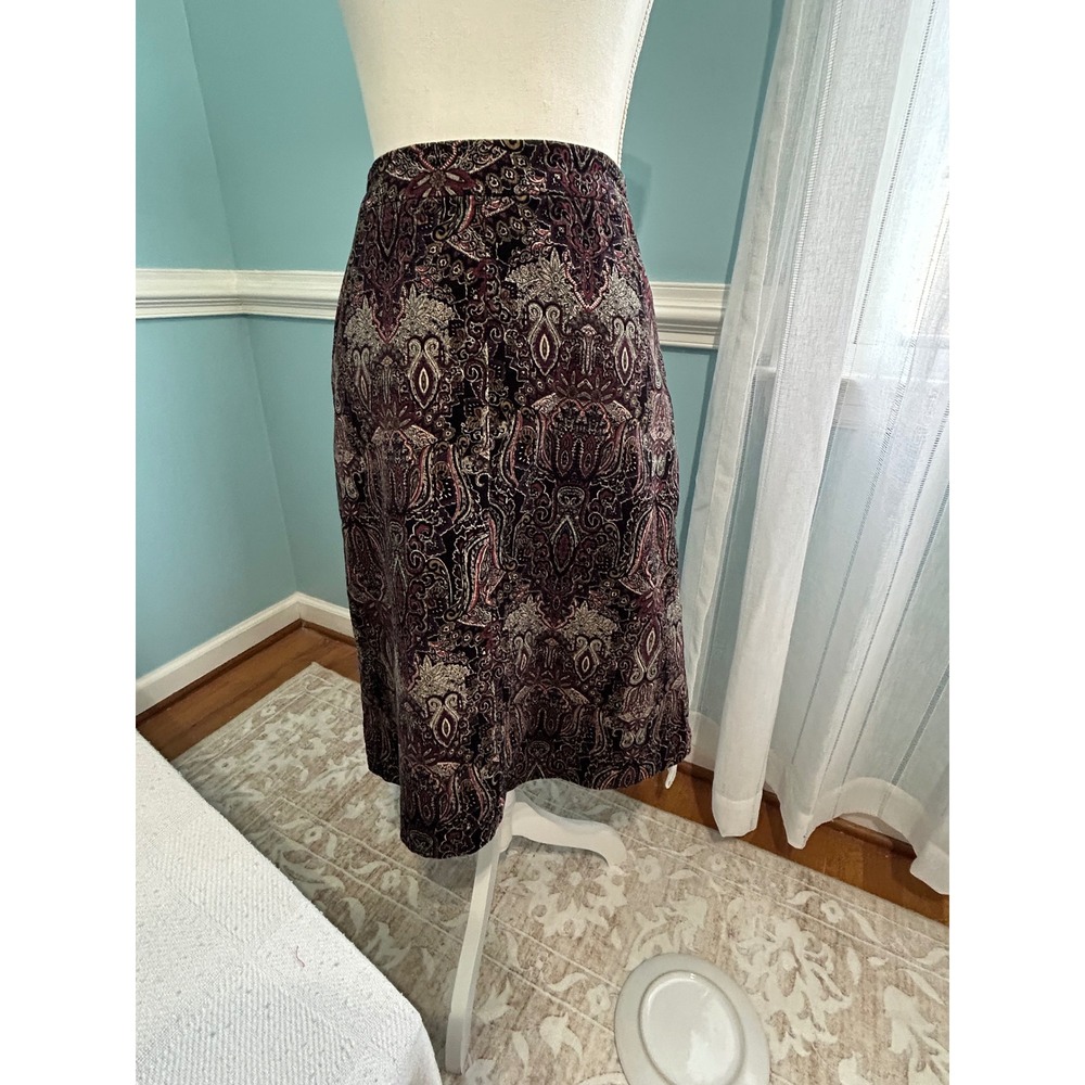 Croft & Barrow soft girl BoHo Paisley Corduroy Skirt dark academia preppy size L